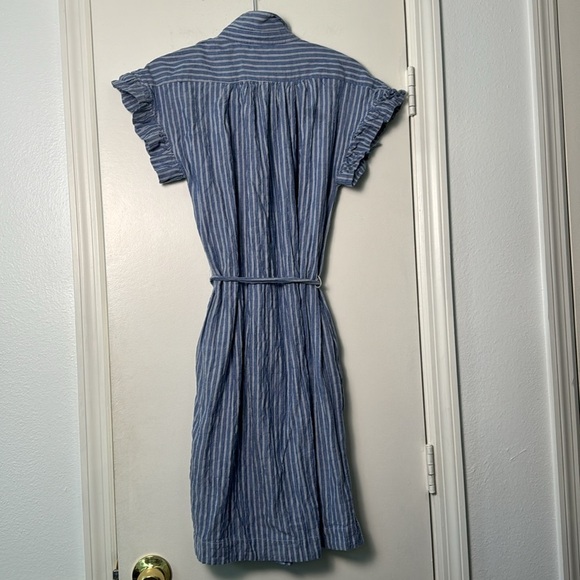 Anthropologie Isabella Sinclair Piper Flutter-Sleeve Stripe Shirtdress Size Smal - Picture 7 of 7